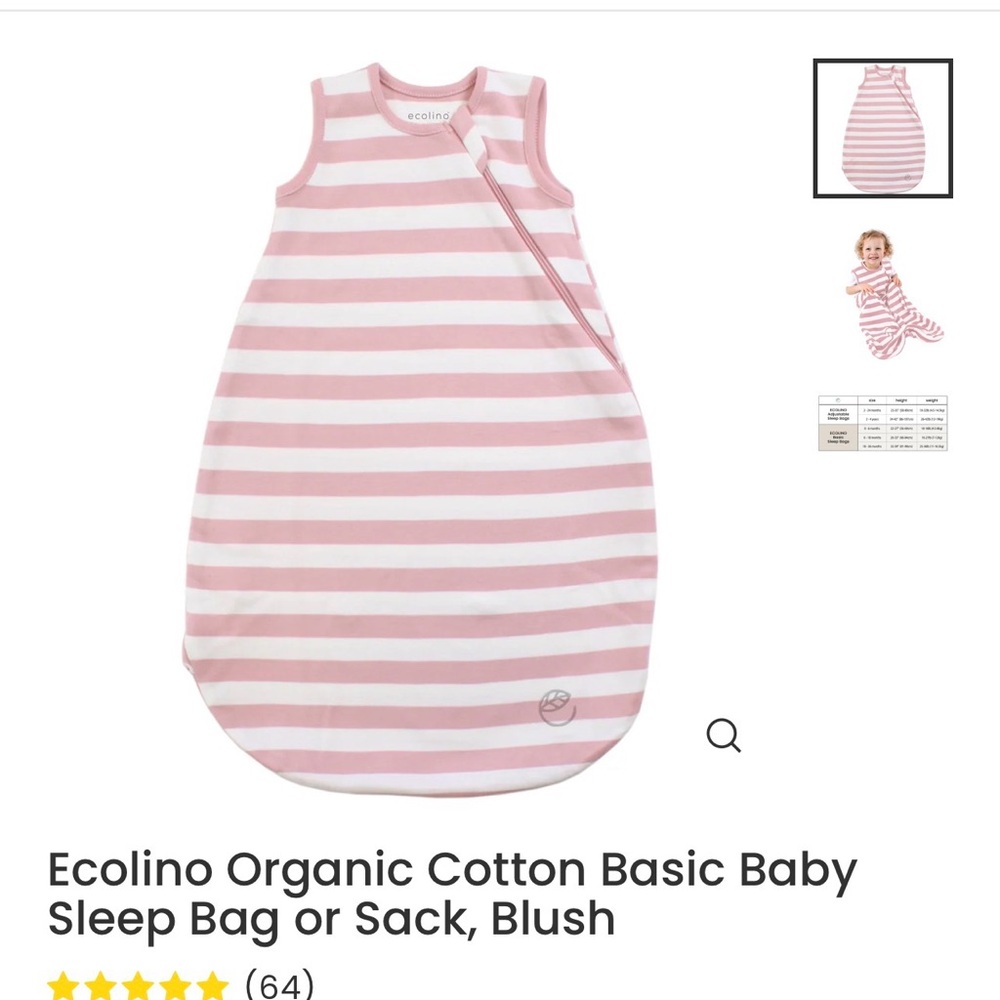 Organic Pink & White Stripe Sleep Sack - Cozy Baby Wear
